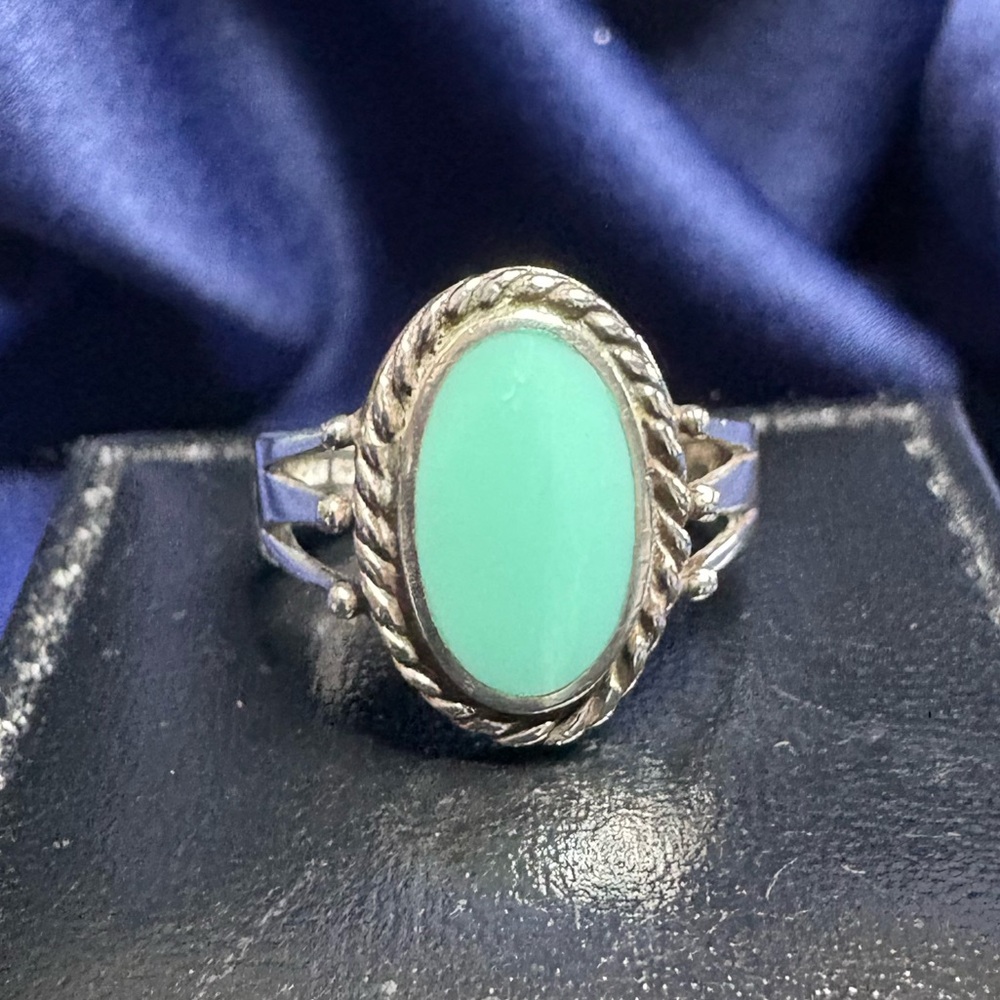 Ring Turquoise & 925 Sterling Silver Oval Stone Ring